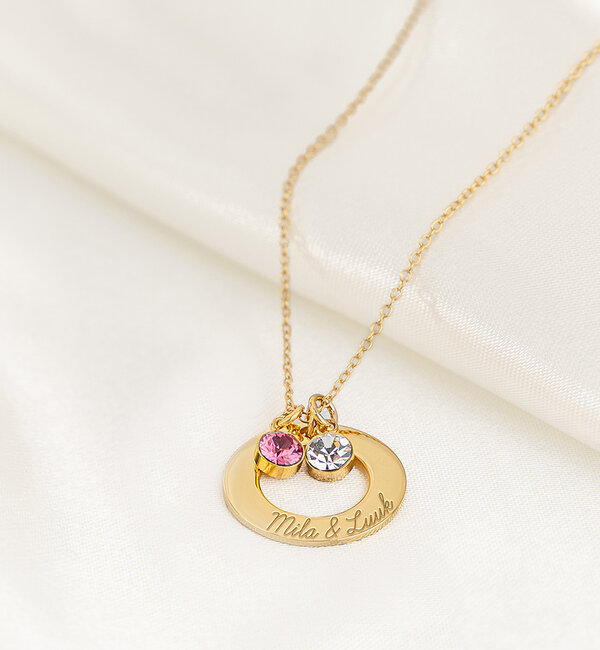 KAYA sieraden Necklace ‘Circle of Life’ with 2 birthstones