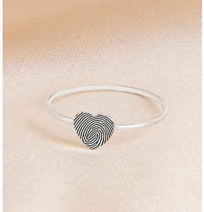 Gegraveerde sieraden Vingerafdruk Ring 'Hartje'