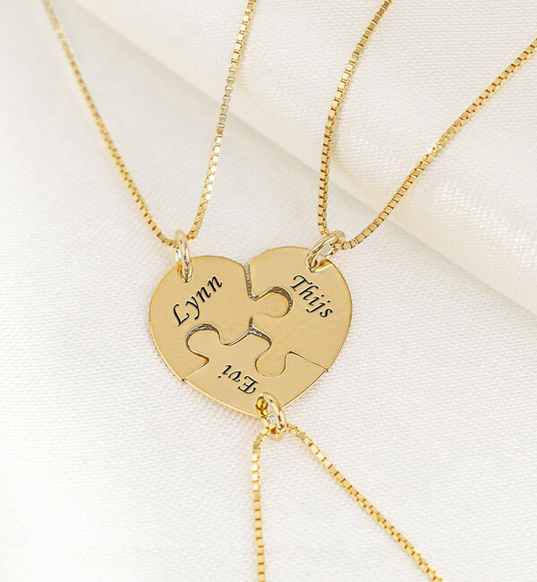 KAYA sieraden Friendship Necklace for 3 'Puzzle Pieces'