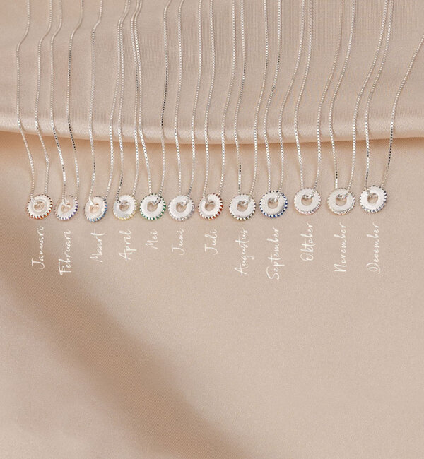 KAYA sieraden Donut necklace | 3 birthstones & name charms
