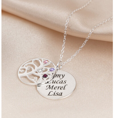 TANGPOET Levensboom Ketting 925 Sterling Zilver Met Vogels & Zirkonia - Cadeau Voor Vrouwen