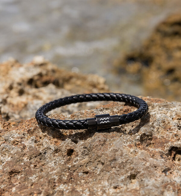 KAYA sieraden Leren Herenarmband met Sterrenbeeld