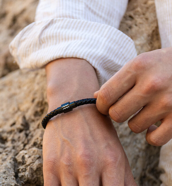 KAYA sieraden Leren Herenarmband met Sterrenbeeld