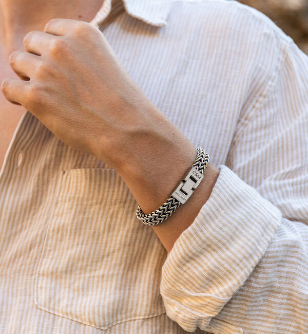 KAYA sieraden Men's Bracelet with Engraving 'Link' in Stainless Steel