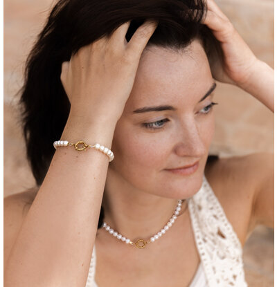 KAYA sieraden Set 'Pearls' with Large Clasp | Stainless Steel