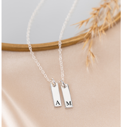 KAYA sieraden Ketting met Initiaal '2 Mini Flat Bars'