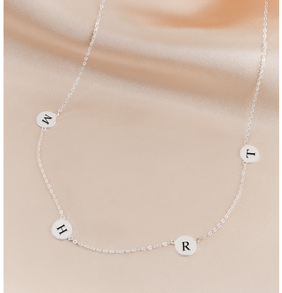 KAYA sieraden Ketting '4 Little Discs' met Initialen