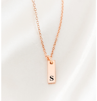 KAYA sieraden Necklace with initial ‘Mini Flat Bar’ | Rose