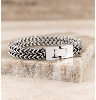 KAYA sieraden Jongens Schakelarmband (zonder gravure) I RVS