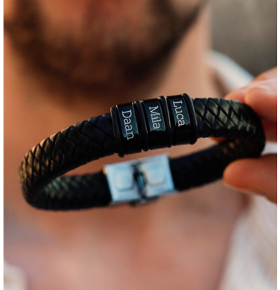 KAYA sieraden Herenarmband Leer ´Rock My World´ | Kies je Bedels