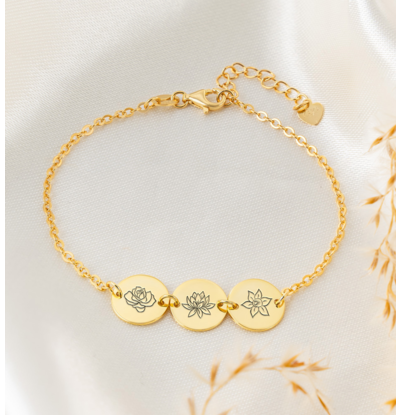 KAYA sieraden Geboortebloem armband '3 Discs'