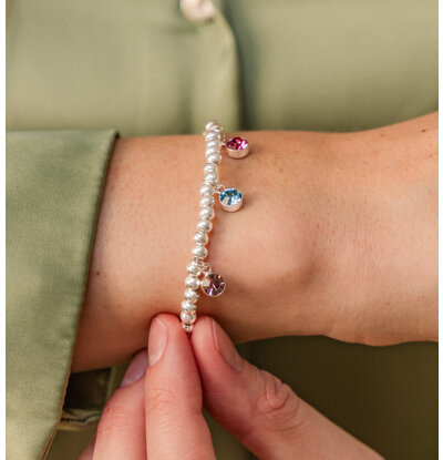 KAYA sieraden Armband 'Cute Balls' met Geboortesteen | Stel zelf samen