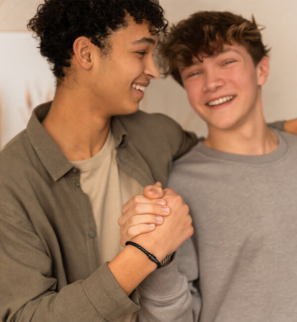 KAYA sieraden Leren Jongensarmband met Initialen