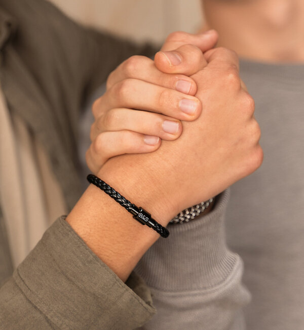 KAYA sieraden Leren Jongensarmband met Initialen
