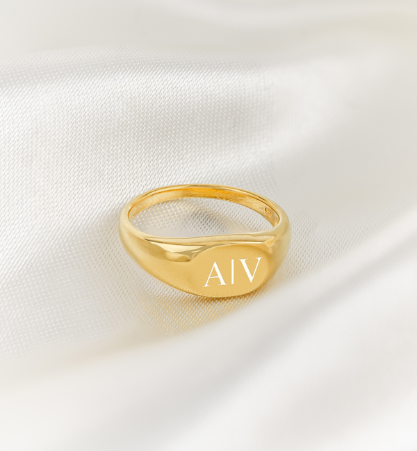 KAYA sieraden Personalized Signet Ring Men with Initials