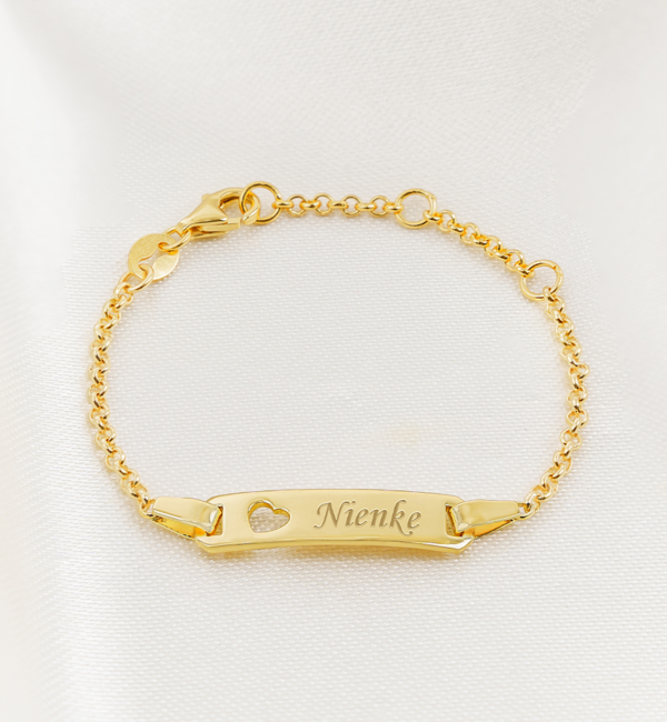 KAYA sieraden Gepersonaliseerde Baby armbandje 'Classic Bar' met Hartje