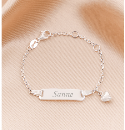 KAYA sieraden Babyarmband 'Classic Bar' met Hartje Bedel