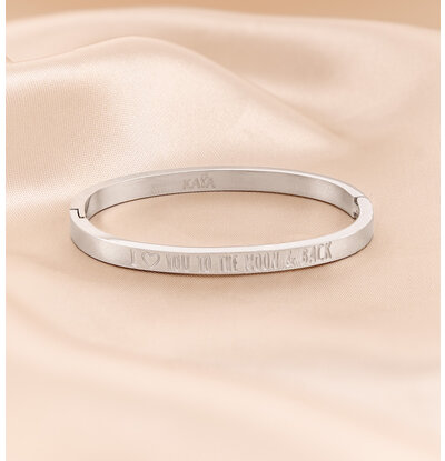 KAYA sieraden Baby cuff bracelet ‘I LOVE YOU TO THE MOON AND BACK’ | Stainless Steel
