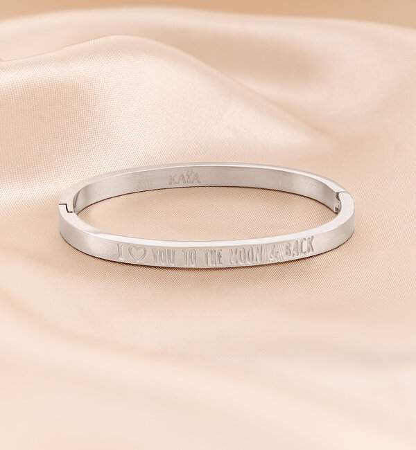 KAYA sieraden Baby cuff bracelet ‘I LOVE YOU TO THE MOON AND BACK’ | Stainless Steel