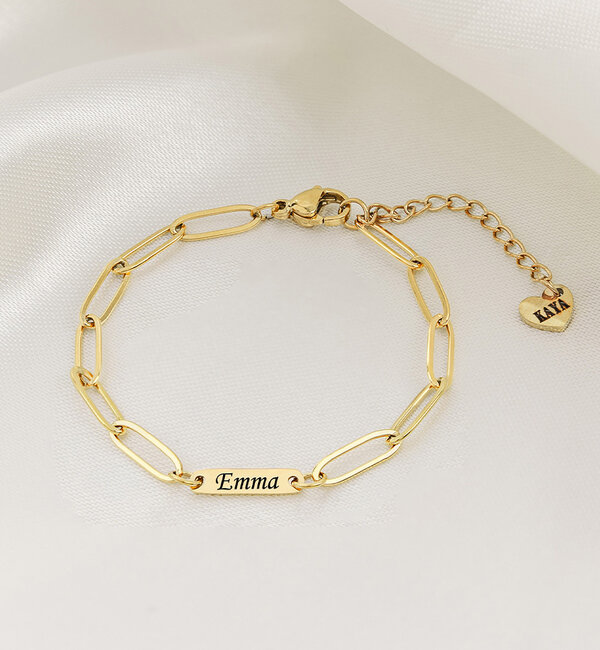 KAYA sieraden Link bracelet with 1 name - Stainless Steel - Copy