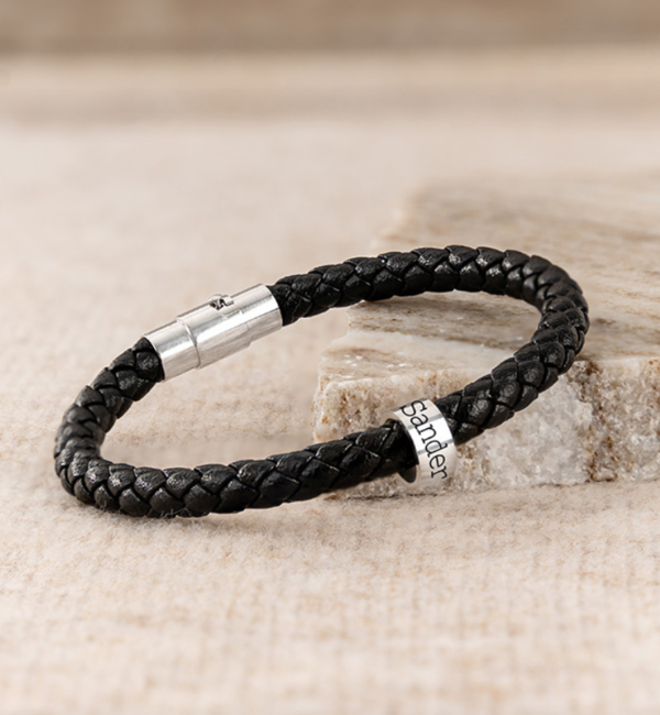 KAYA sieraden Leren Jongens Armband met Naam