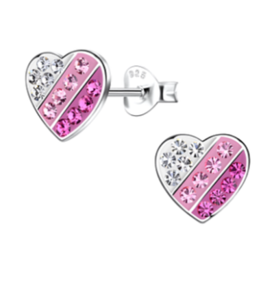 KAYA sieraden Children's earrings 'Pink Heart' with Crystals