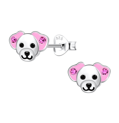 KAYA sieraden Silver children’s earrings ‘Puppy’ with crystals