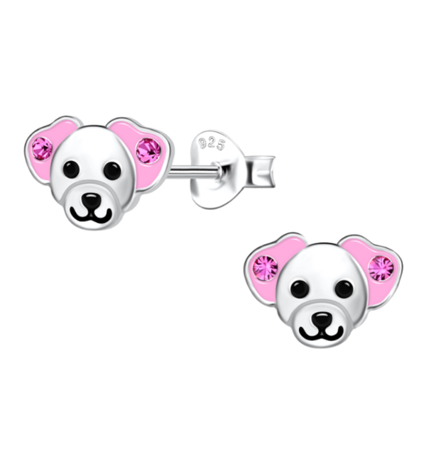 KAYA sieraden Silver children’s earrings ‘Puppy’ with crystals
