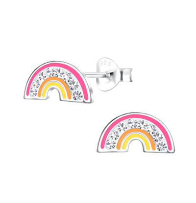KAYA sieraden Silver children’s earrings ‘Rainbow’ with crystals