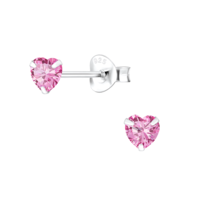 KAYA sieraden Kinderoorbellen 'Crystal Heart' Roze