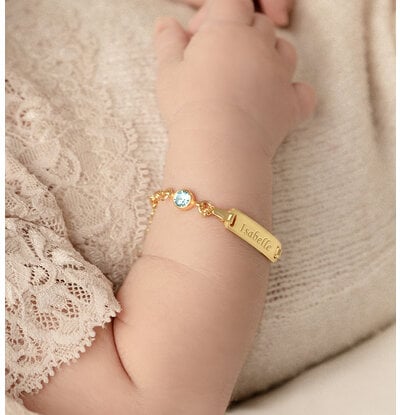 KAYA sieraden Babyarmband 'Classic Bar' met Geboortesteen