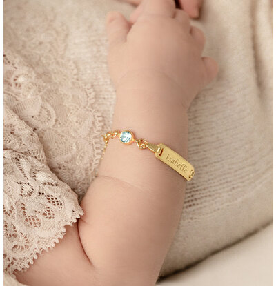 KAYA sieraden Personalized Baby Bracelet ‘Classic Bar’ with Birthstone