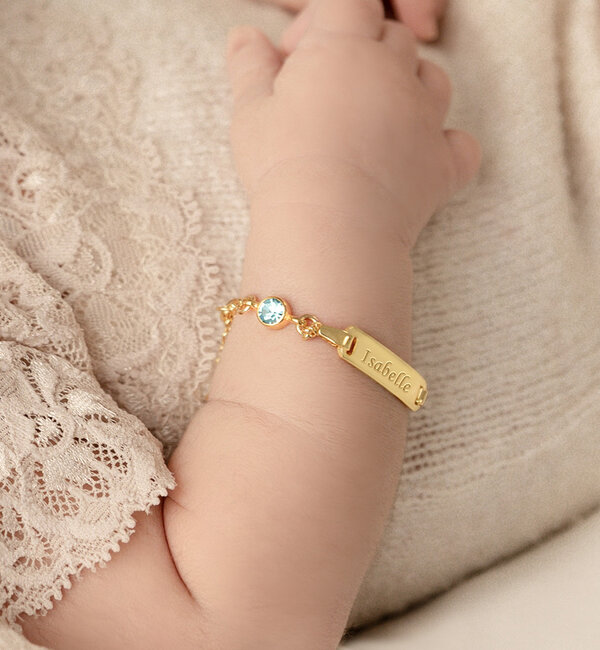 KAYA sieraden Personalized Baby Bracelet 'Classic Bar' with Birthstone