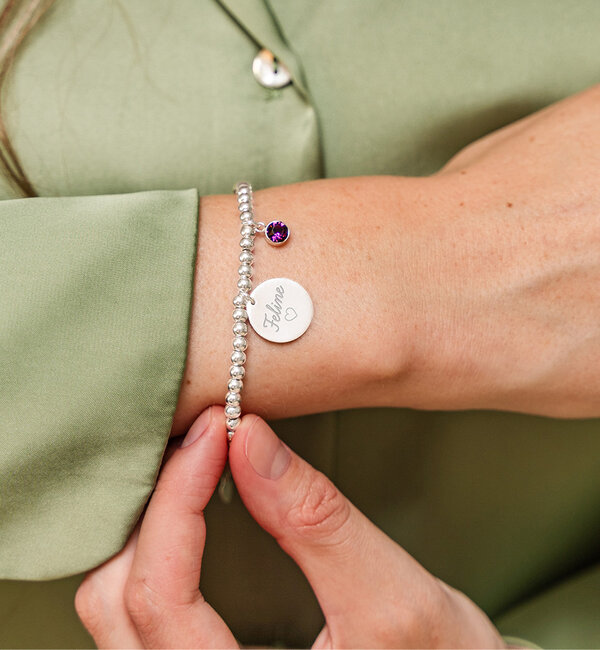 KAYA sieraden Charm Bracelet 'Cute Balls' with Engraving