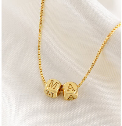 KAYA sieraden Letter chain 'Cubes' | 2 Initials