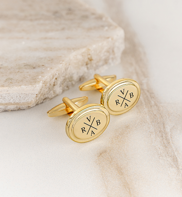 KAYA sieraden Stainless Steel Cufflinks 'Round Portrait' with Engraving