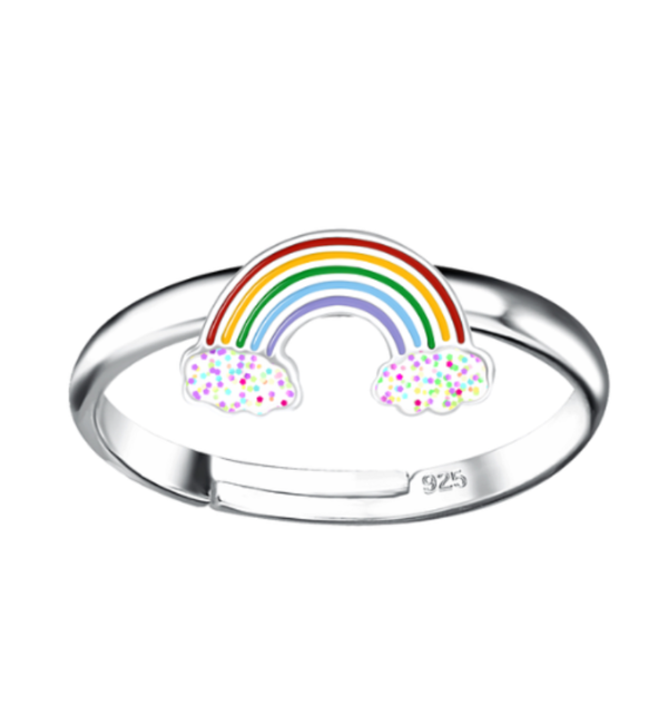 KAYA sieraden Kinderring 'Regenboog' met Glitters