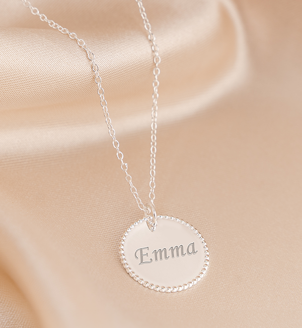 KAYA sieraden Necklace 'Beaded Disc' with Engraving