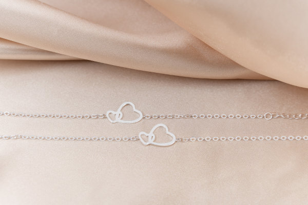 Moeder dochter armbanden set hartjes