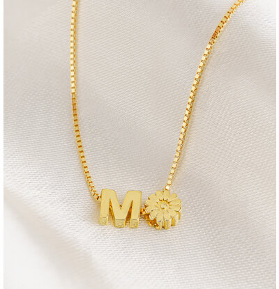 KAYA sieraden Ketting met Letter | Bloem