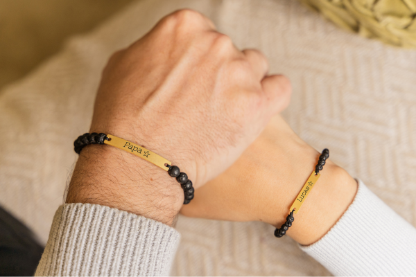 papa zoon armbandenset met naam