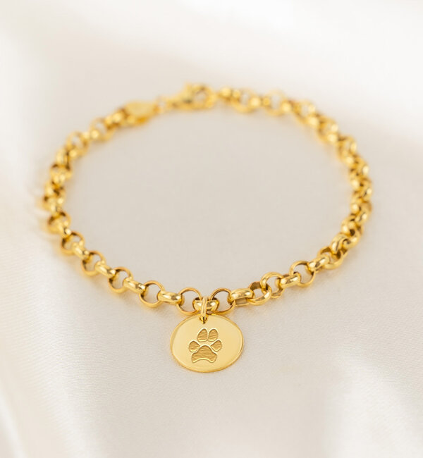 Gegraveerde sieraden Armband met Pootafdruk