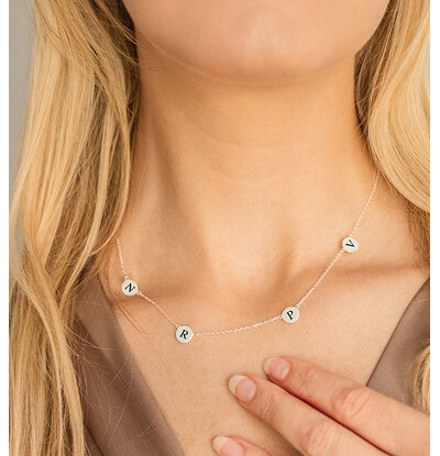 KAYA sieraden Ketting '4 Little Discs' met Initialen