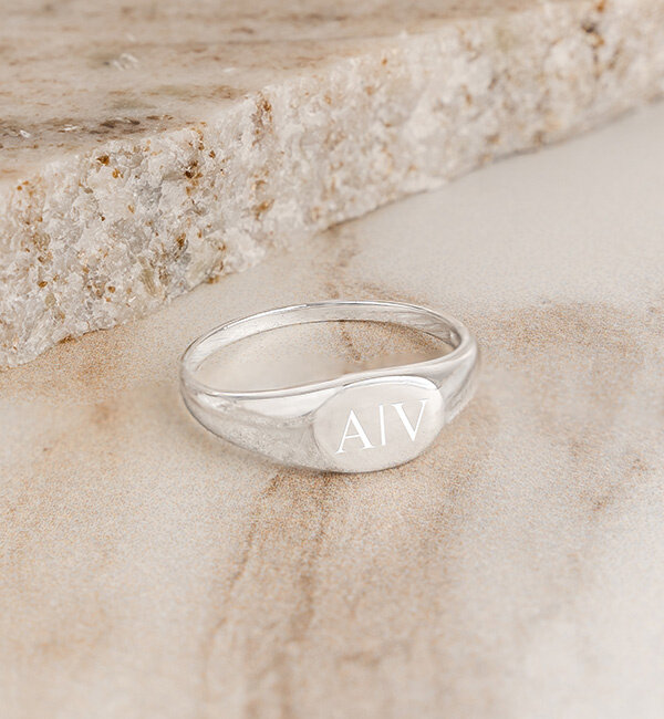 KAYA sieraden Personalized Signet Ring for Men with Initials | Silver