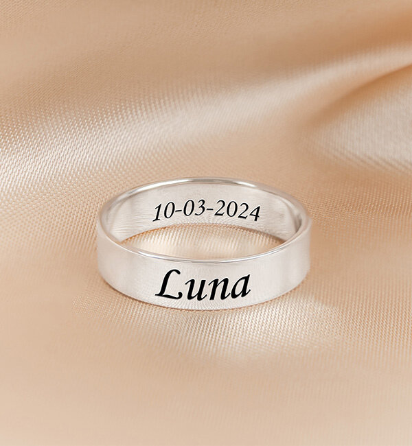 KAYA sieraden Gepersonaliseerde Ring met Gravure- Zilver