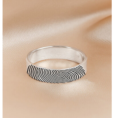 Gegraveerde sieraden Fingerprint Ring - 5 mm