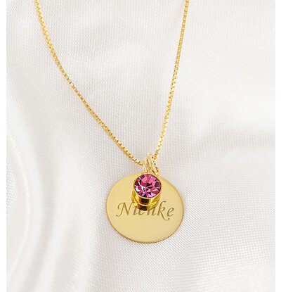 KAYA sieraden Geboortesteen Ketting 'Sparkling' met Naam