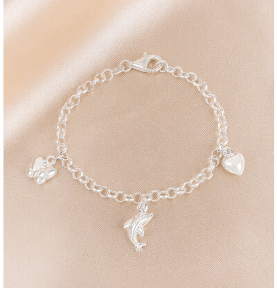 KAYA sieraden Charm Bracelet with 3 Charms I Sterling Silver