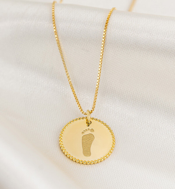 Gegraveerde sieraden Necklace with 1 footprint ‘Beaded’