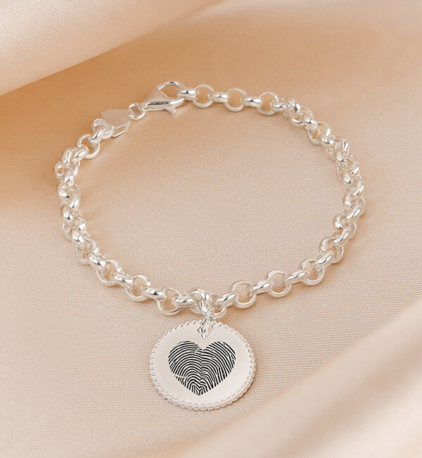 Gegraveerde sieraden Fingerprint Charm Bracelet 'Heart'  - Copy - Copy